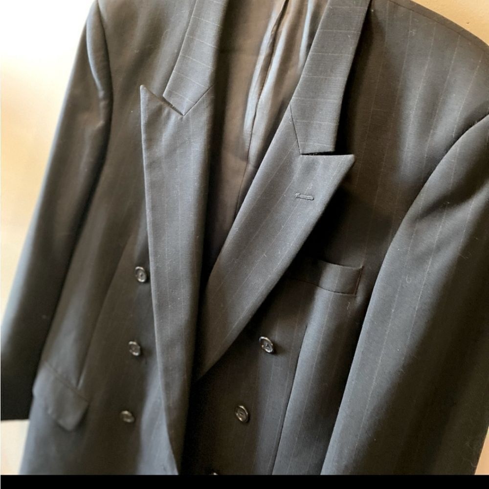 Authentic Burberry Grey Stripe Wool Tailored Doub… - image 4